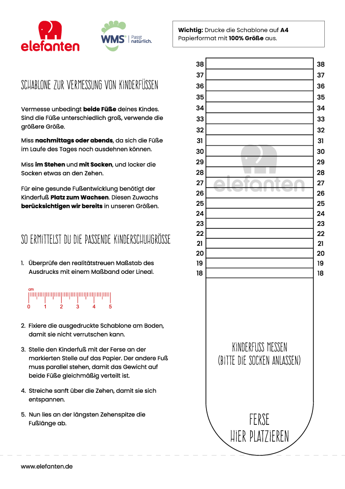 elefanten Fussmessschablone zum Downloaden
